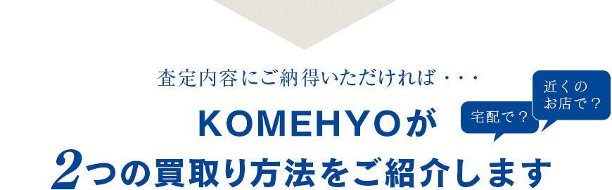 査定内容にご納得いただければ・・・KOMEHYOが2つの買取り方法をご紹介します